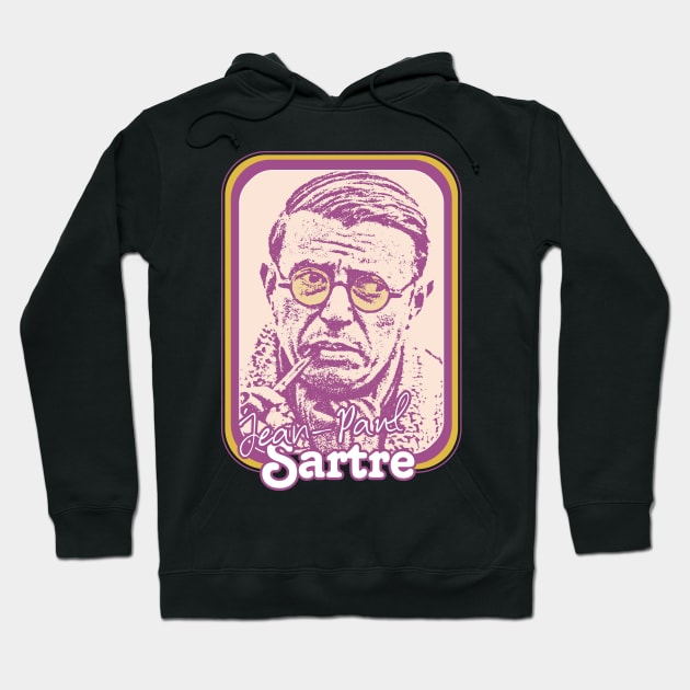 Jean Paul Sartre - Retro Style Fan Design Hoodie by DankFutura